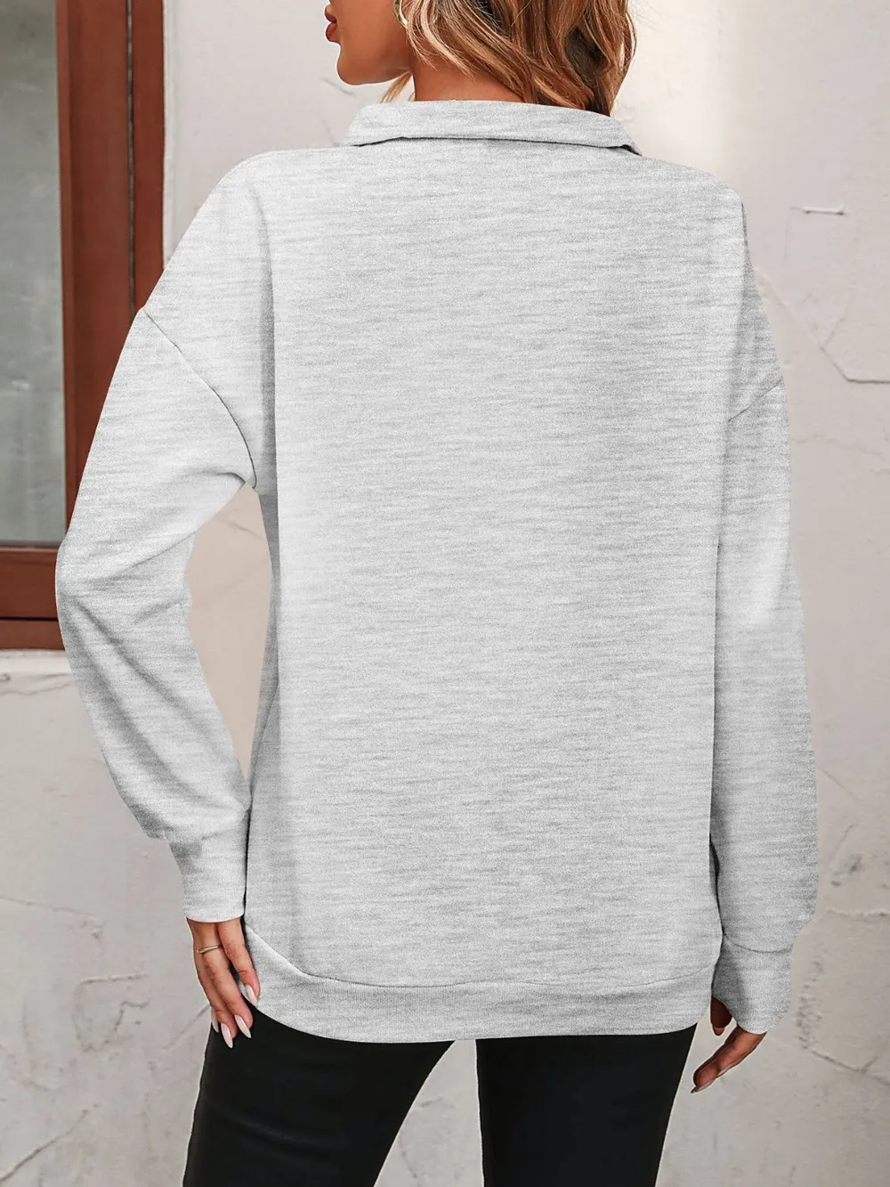 Zip-Up Dropped Shoulder Sweatshirt, image 15