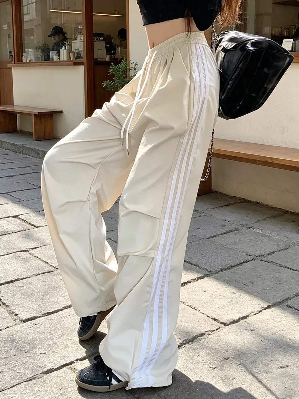 Wide-Leg Casual Pants with Drawstring, image 3