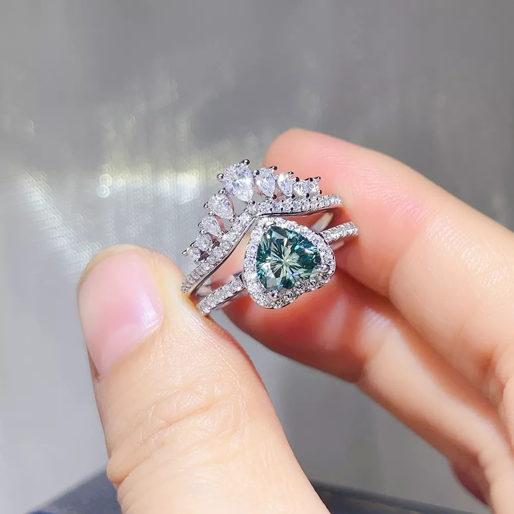 2 Carat Heart-Shaped Crown Ring Set, image 2