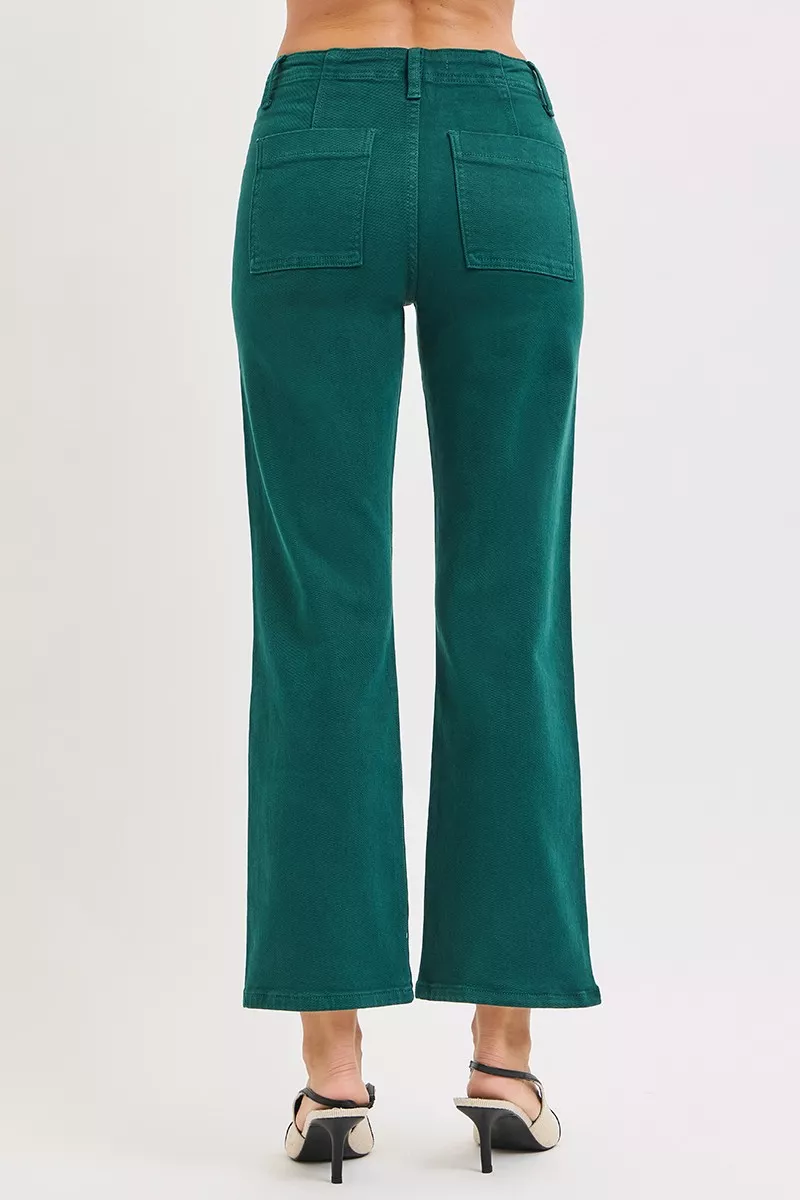 High Rise Ankle Flare Patch Pocket Jeans, image 3