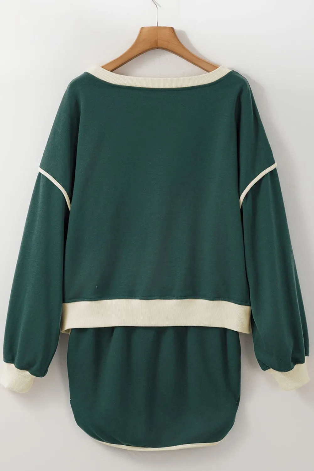 Contrast Trim Round Neck Top and Skort Set, image 19