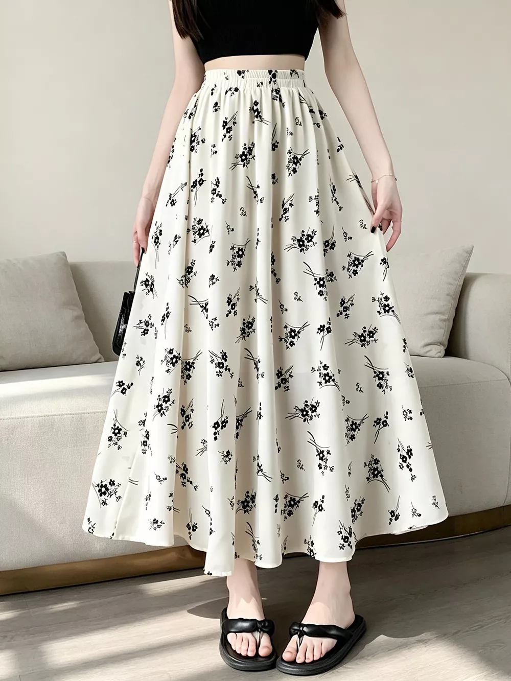Floral Print A-Line Skirt, image 3