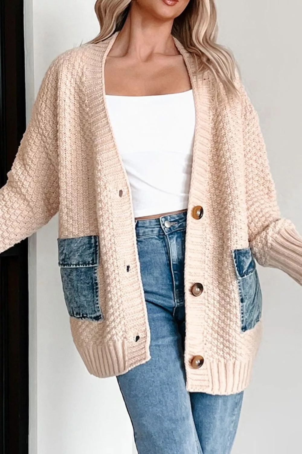 Textured Knit Open-Front Cardigan, image 5