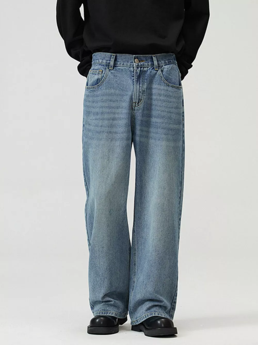 Men's Full Size Washed Straight Jeans Plus Size, image 2