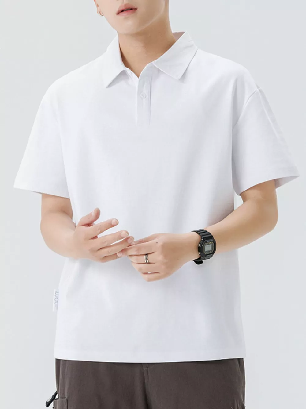 Men's Plus Size Button Detail Short Sleeve Polo, image 5