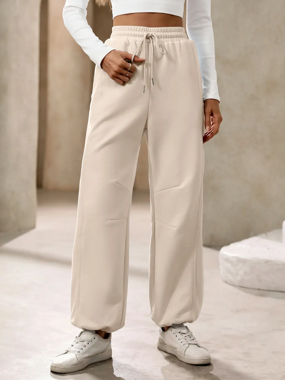 Drawstring Joggers with Pockets, image 5