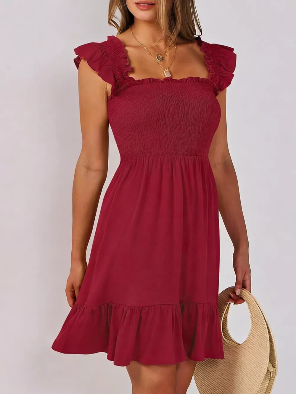 Smocked Ruffle Hem Mini Dress, image 19