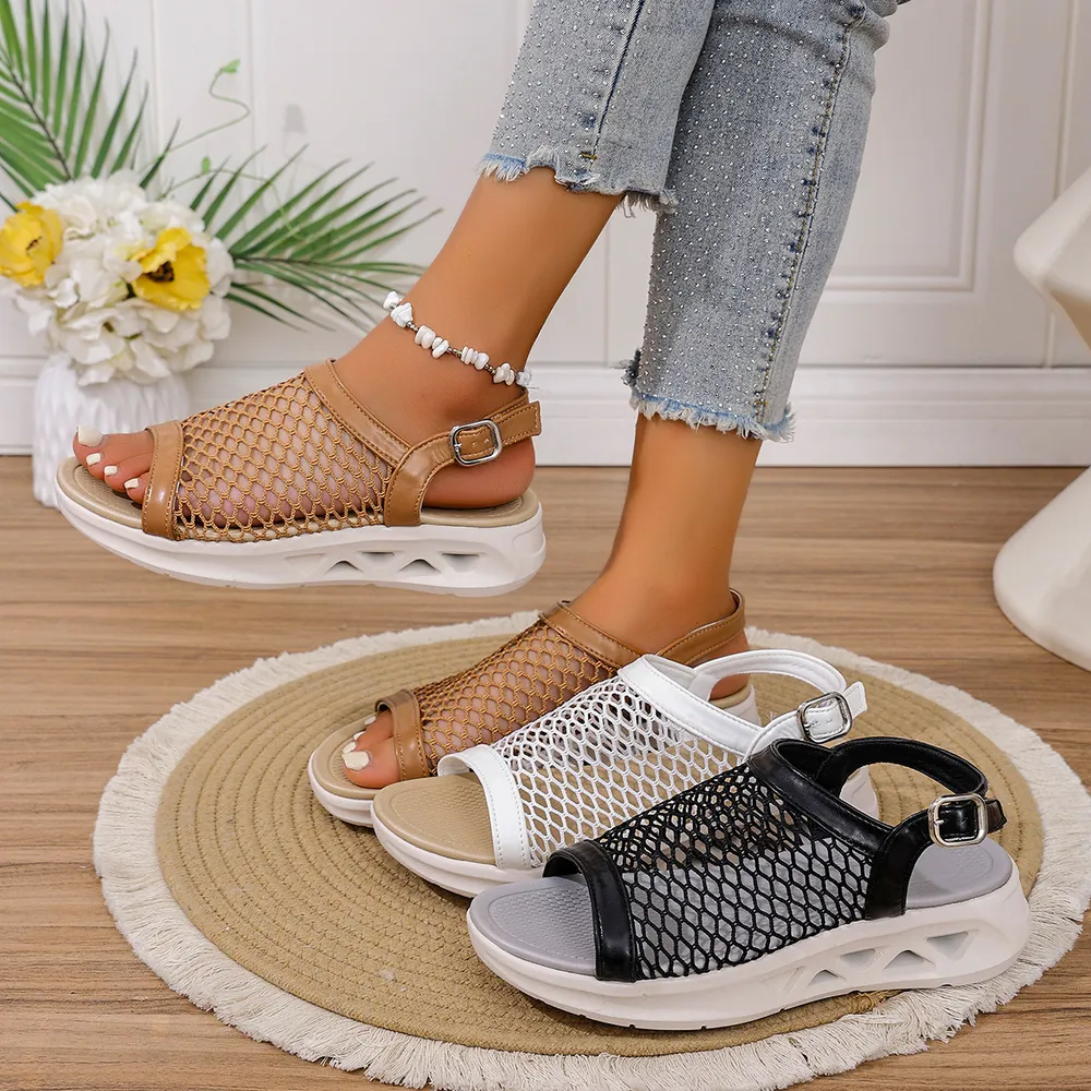 Woven Mesh Comfort Platform Sandals, image 2
