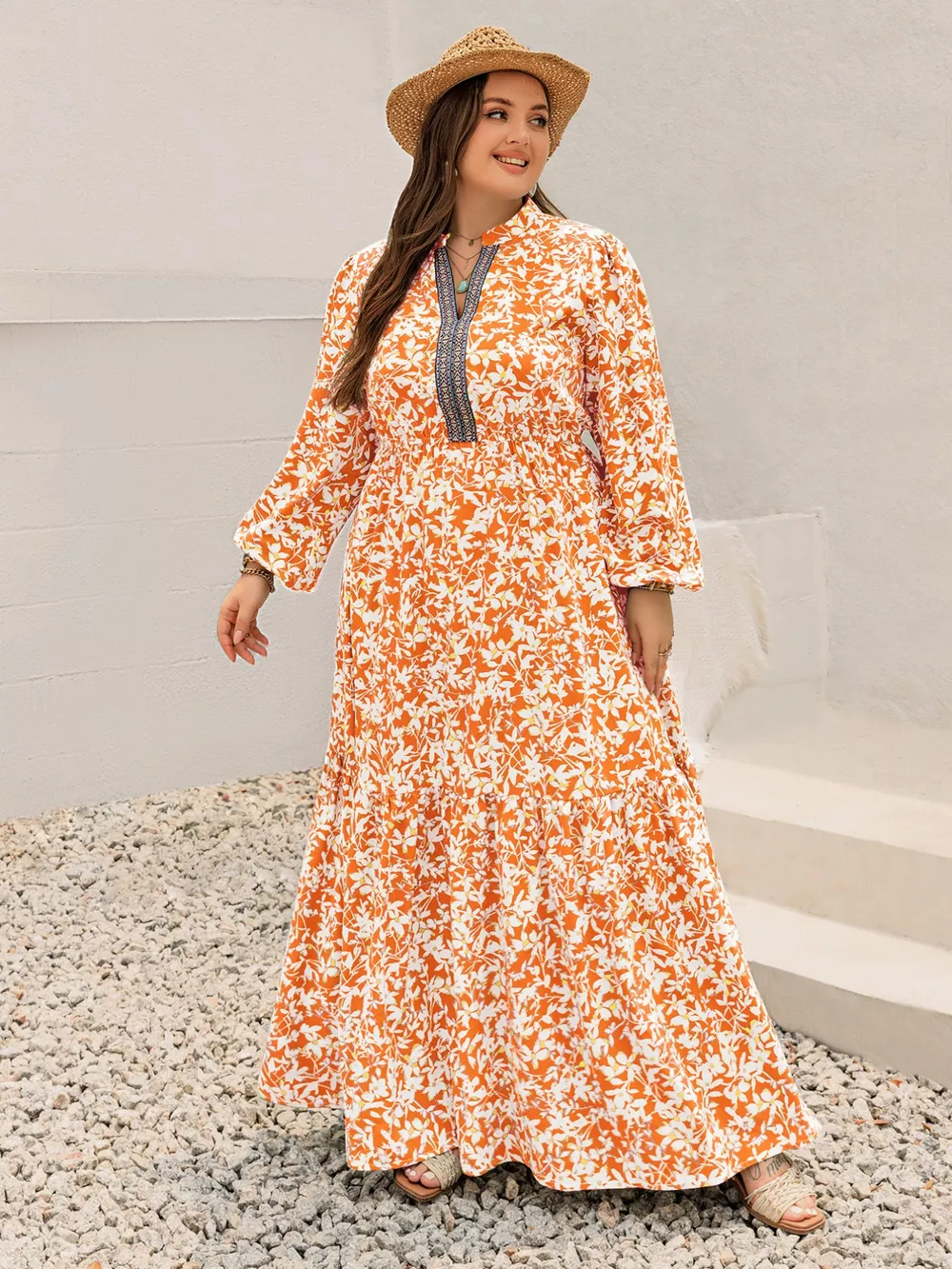 Plus Size Boho Floral Print Maxi Dress, image 7