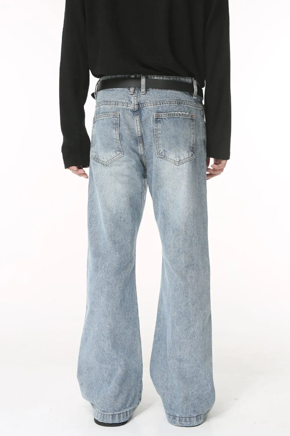 Washed Bootcut Men's Jeans with Pockets, image 4
