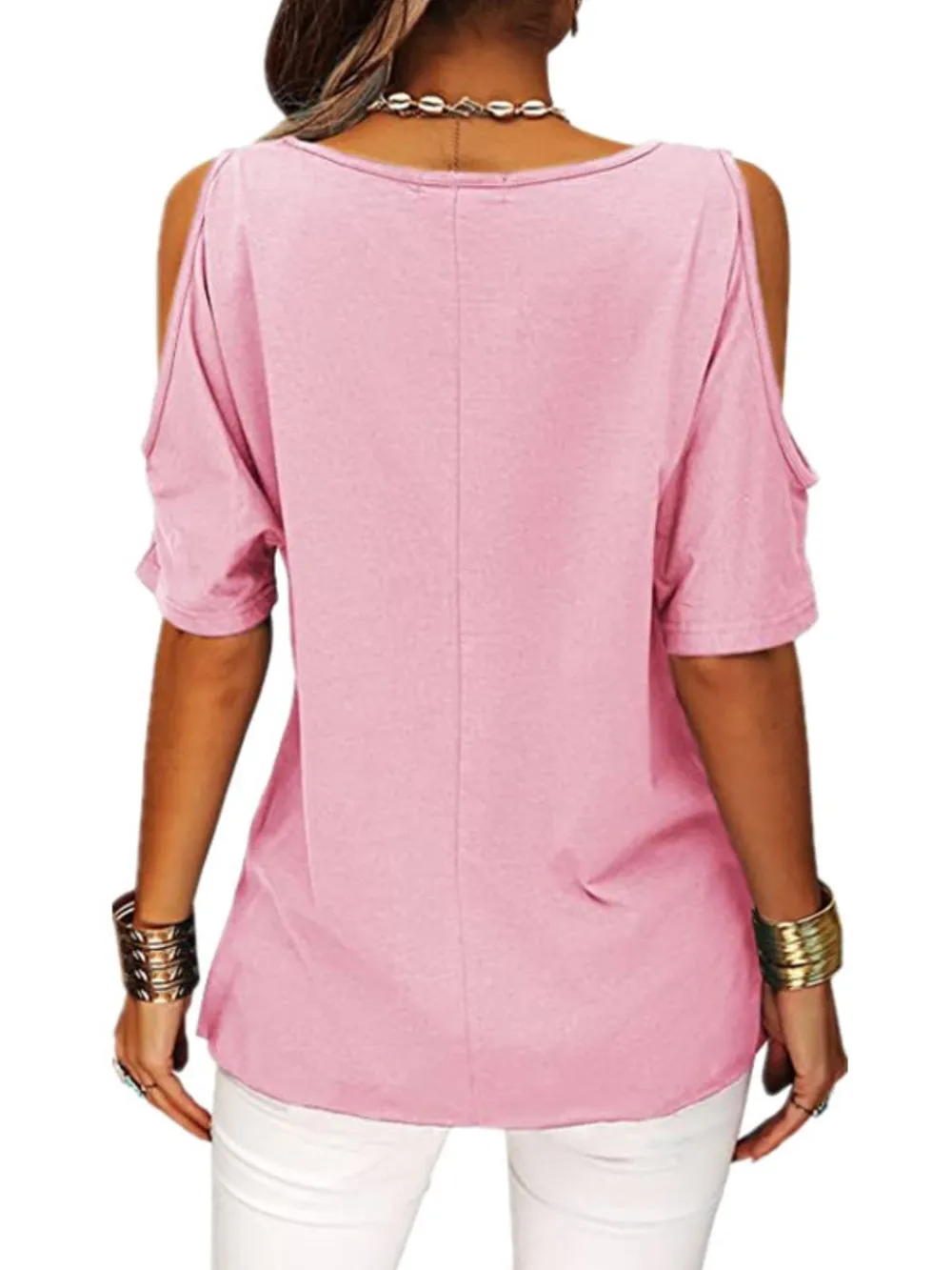 Full Size Crisscross Cold Shoulder Casual T-Shirt Plus Size, image 15