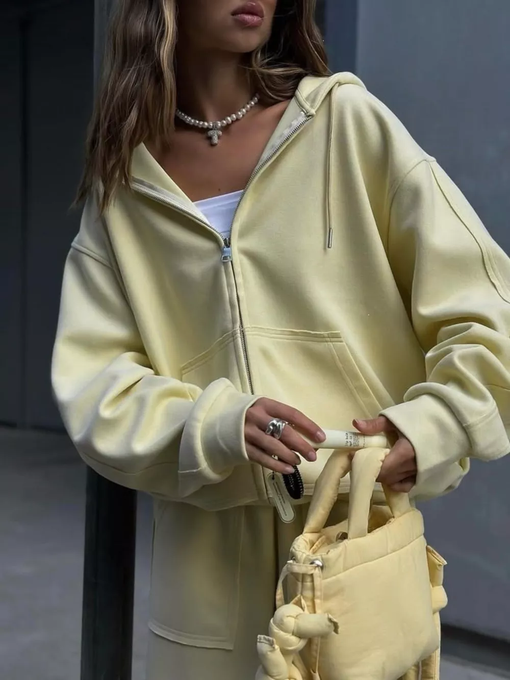 Oversized Zip-Up Hoodie and Wide-Leg Pants Set, image 25