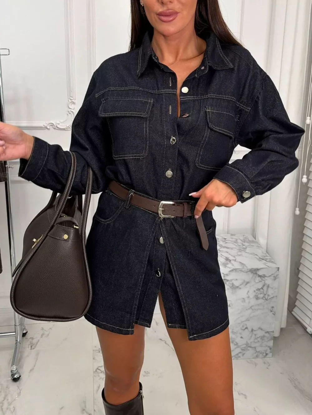 Vintage Washed Denim Jacket with Chest Pockets, image 10