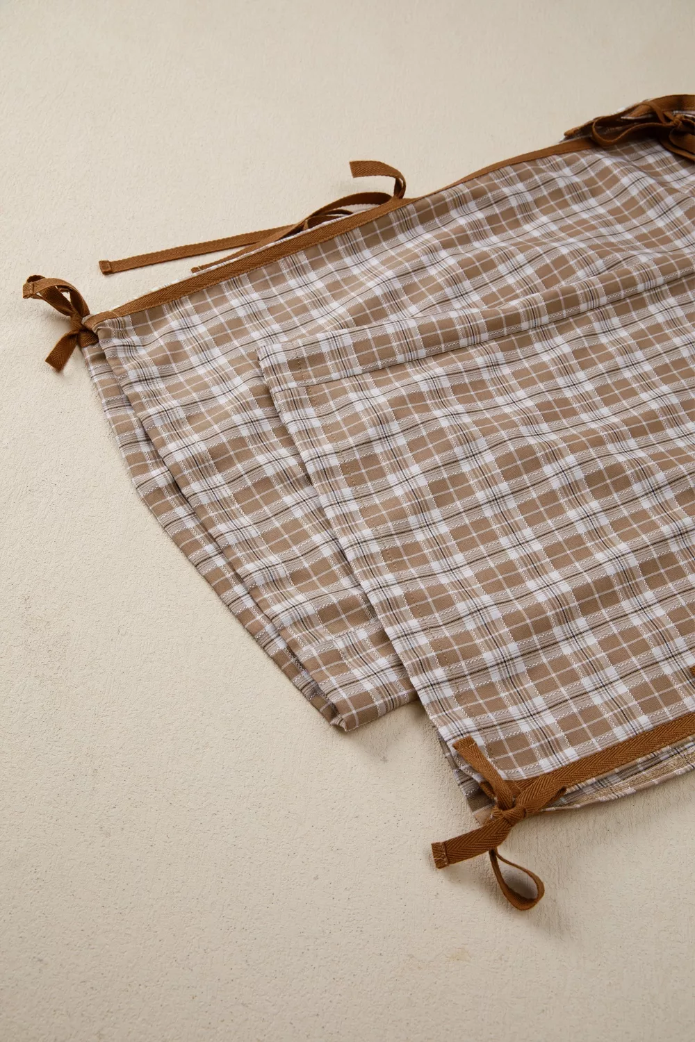 Plaid Print Tie Detail Casual Pants, image 9