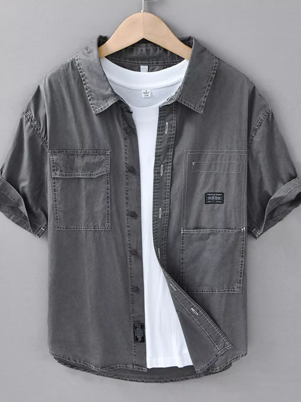 Men's Plus Size Button Up Short Sleeve Shirt, image 10