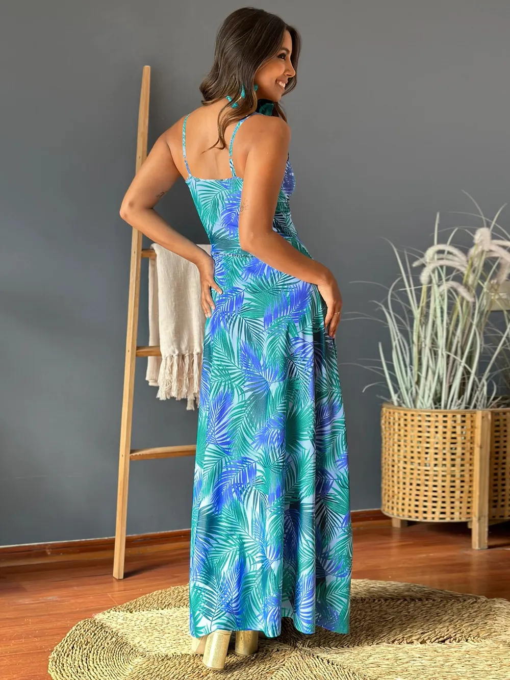 Twisted Printed V-Neck Cami Dress, image 25