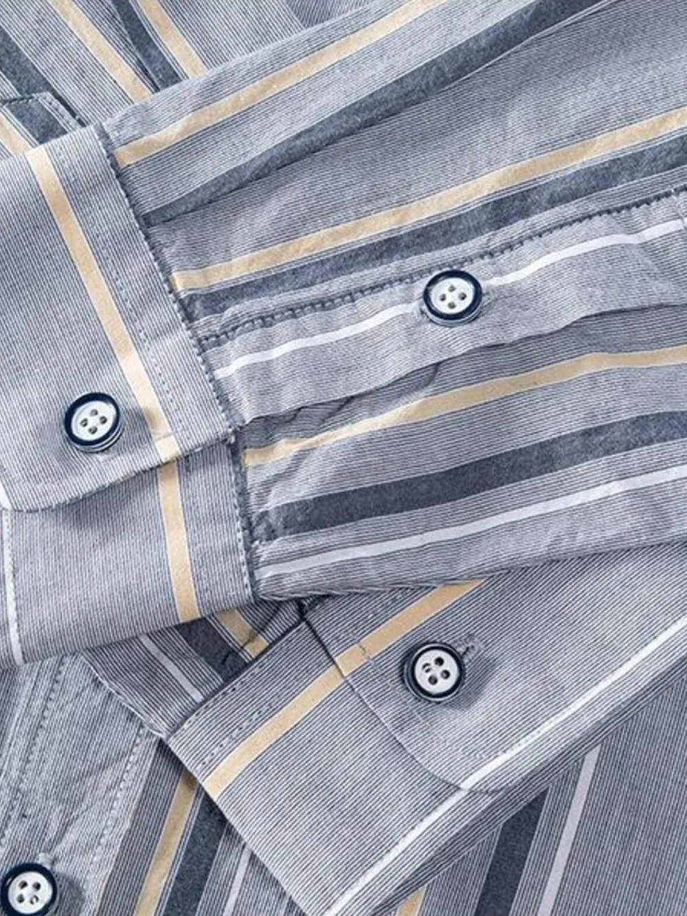 Men's Plus Size Striped Button Up Long Sleeve Shirt, image 7