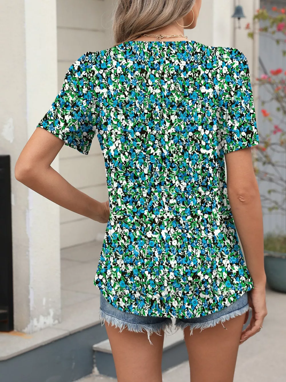 Floral Print Short Sleeve Blouse, image 11