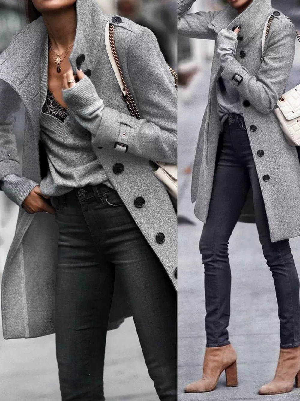 Button-Down Longline Coat with Belt, image 9