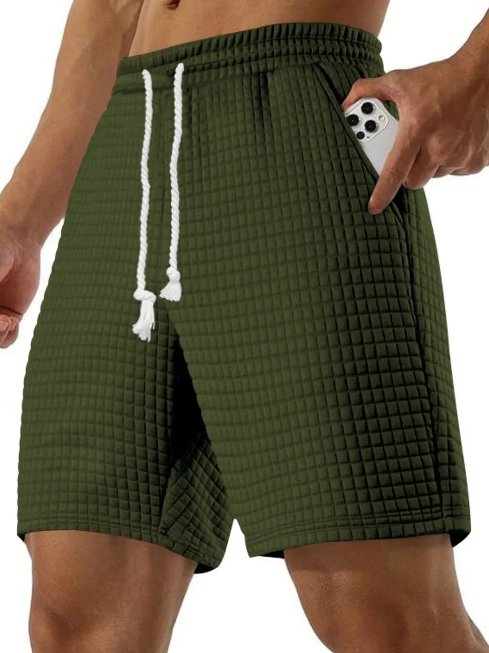 Men's Full Size Drawstring Textured Shorts Plus Size