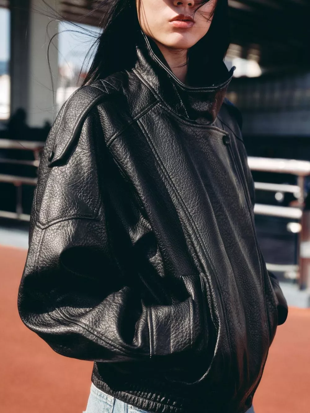 Zip-Up Faux Leather Moto Jacket, image 2