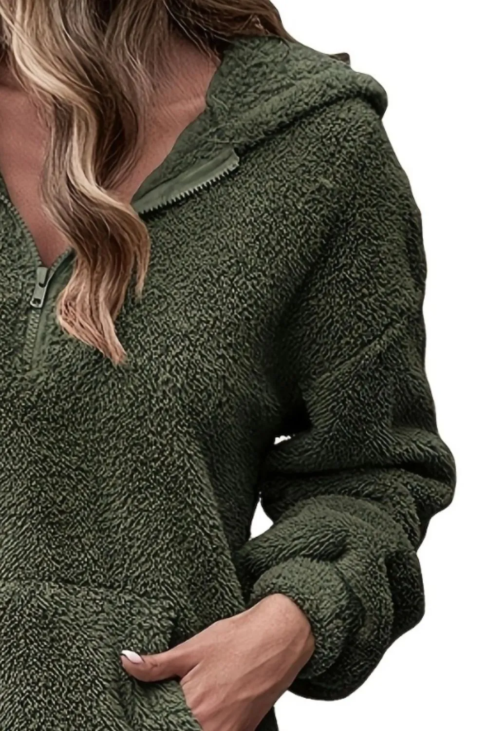 Half Zip Dropped Shoulder Oversized Hoodie, image 9