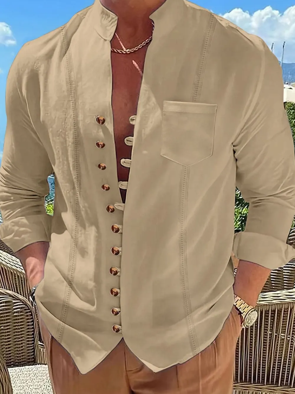 Men's Full Size Button Up Long Sleeve Shirt Plus Size, image 2