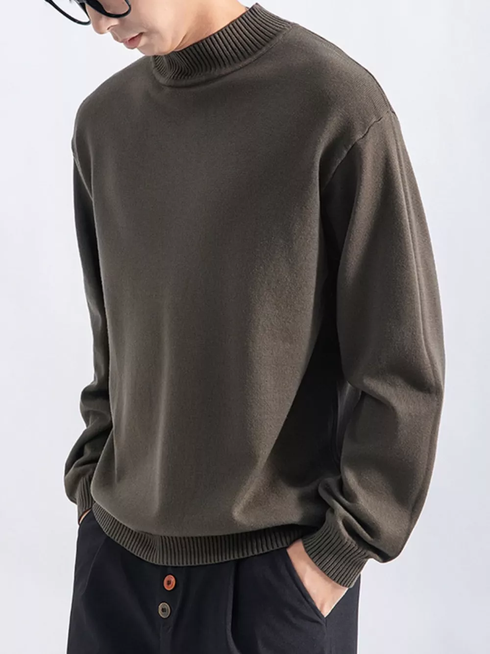 Men's Plus Size Minimalist Mock Neck Sweater, image 7