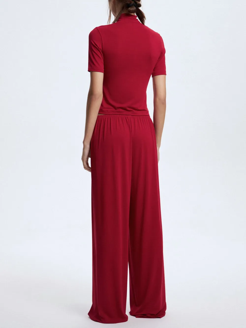 Mock Neck Short Sleeve Top and Pants Set, image 6