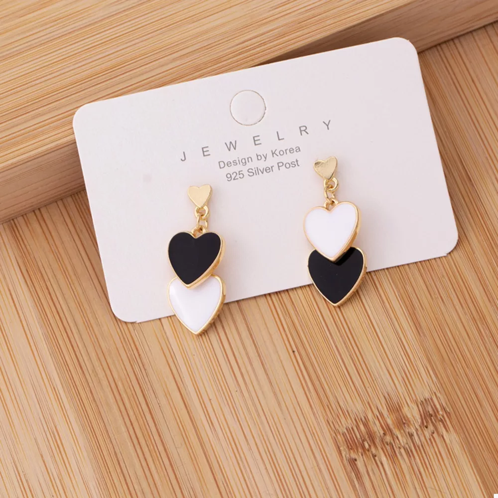Sweet Doubl Heart Drop Earrings
