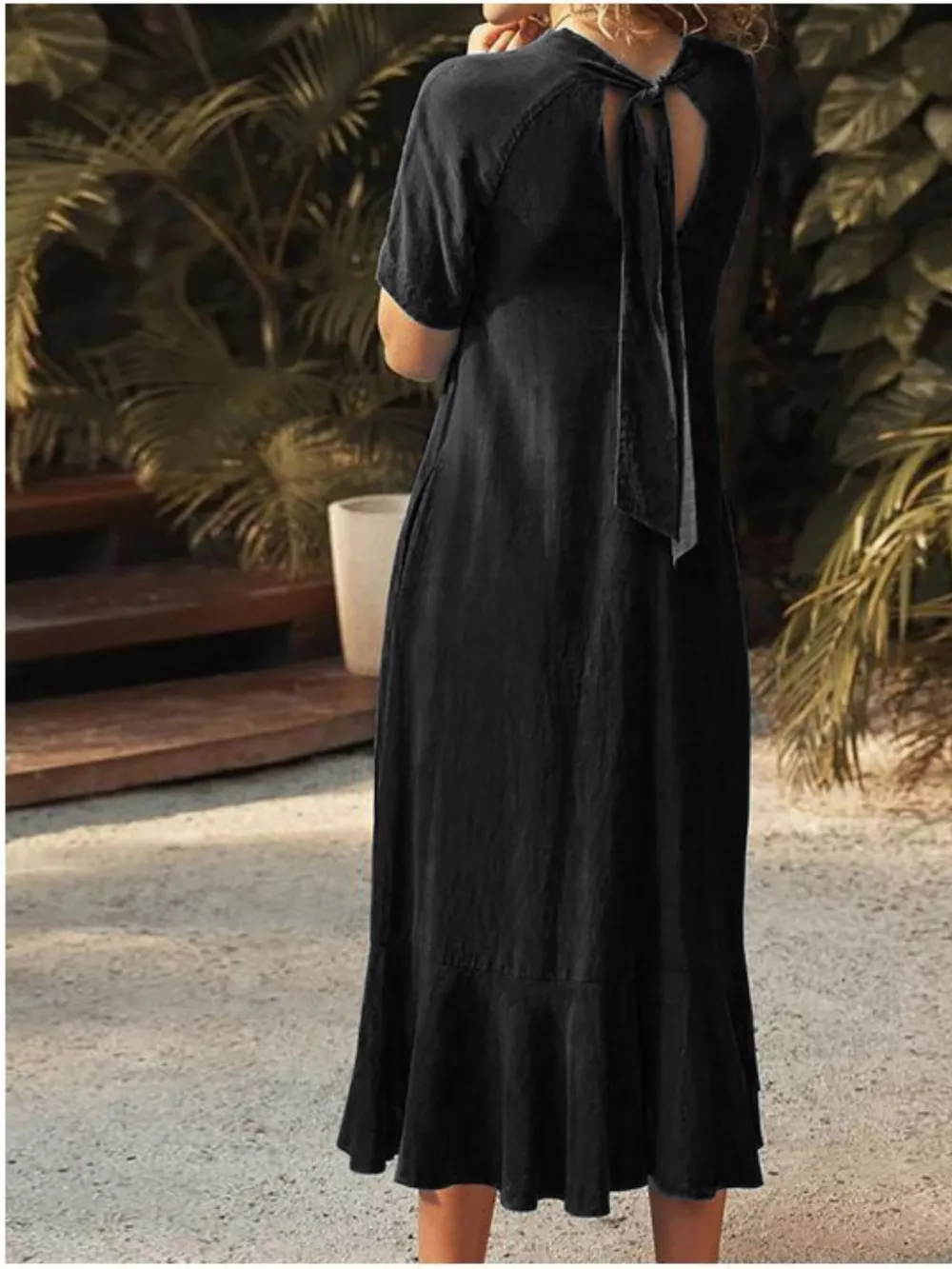 V-Neck Short Sleeve Dress with Pockets, image 2