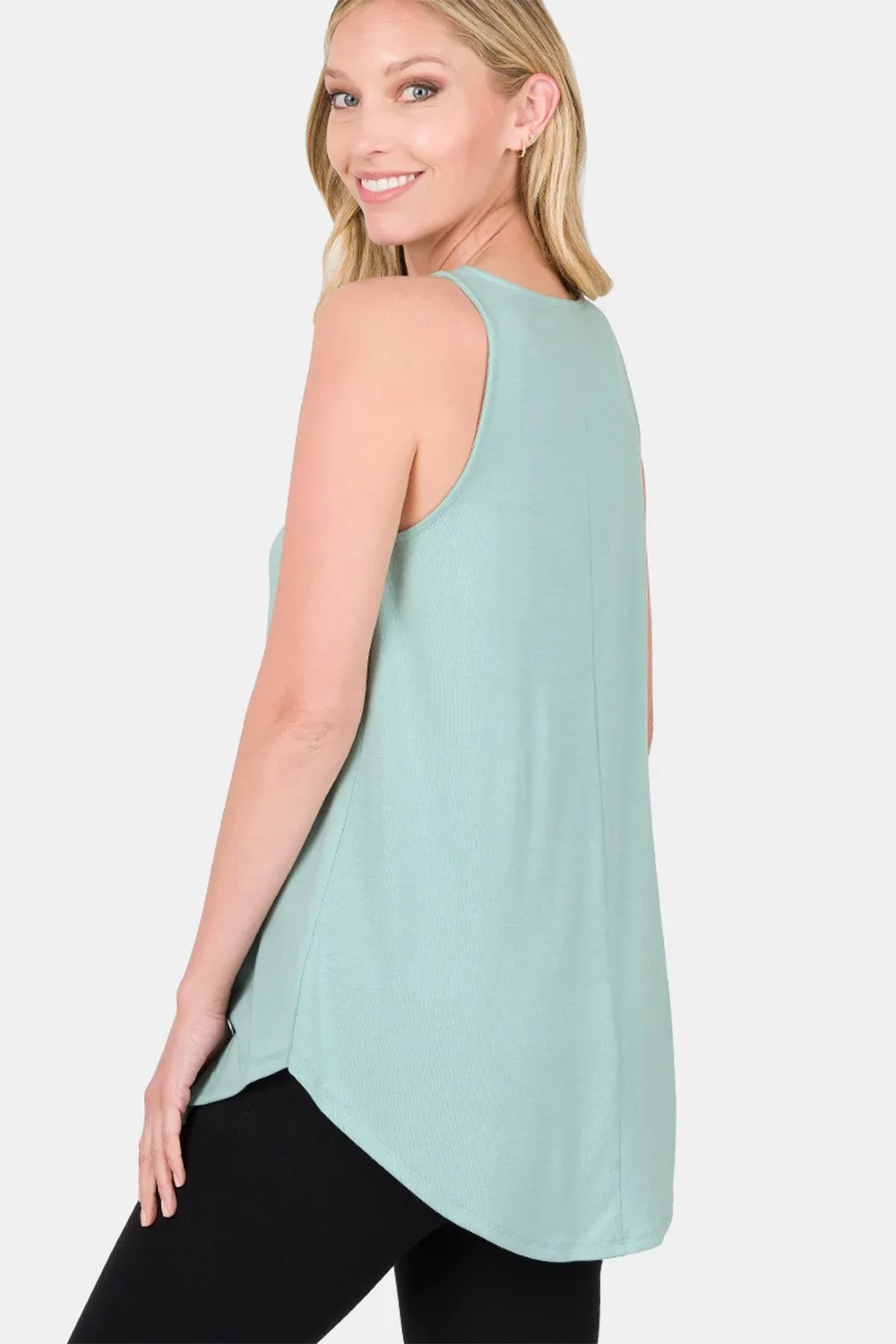 Round Neck Curved Hem Tank, image 2