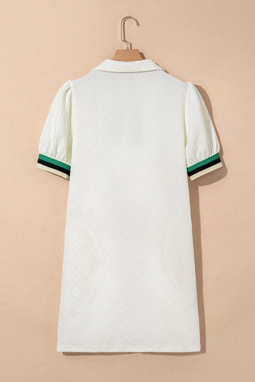 Striped Collared Zip Up Textured Dress, image 7
