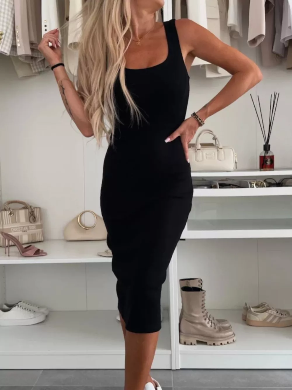 Full Size Slit Square Neck Dress and Outerwear Set Plus Size, image 22