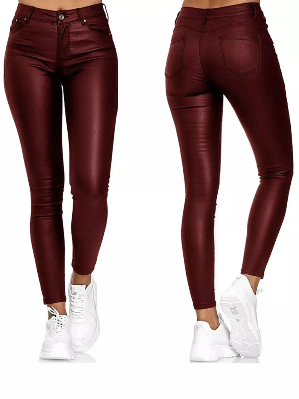 High-Waisted Leather Skinny Pants, image 3