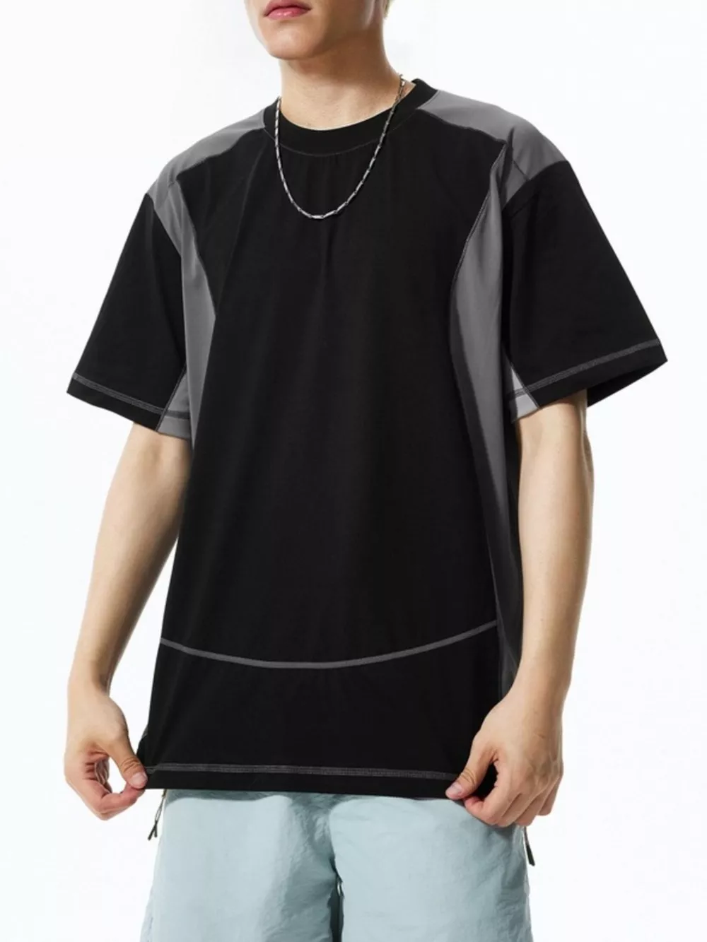 Men's Contrast Stitching Relaxed Fit T-Shirt, image 2