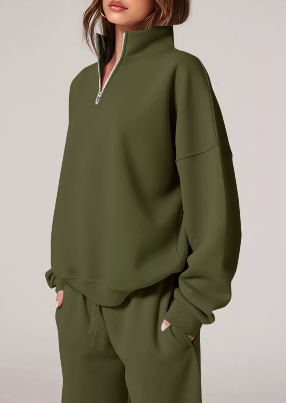 Half-Zip Sweatshirt and Wide-Leg Sweatpants Set, image 22