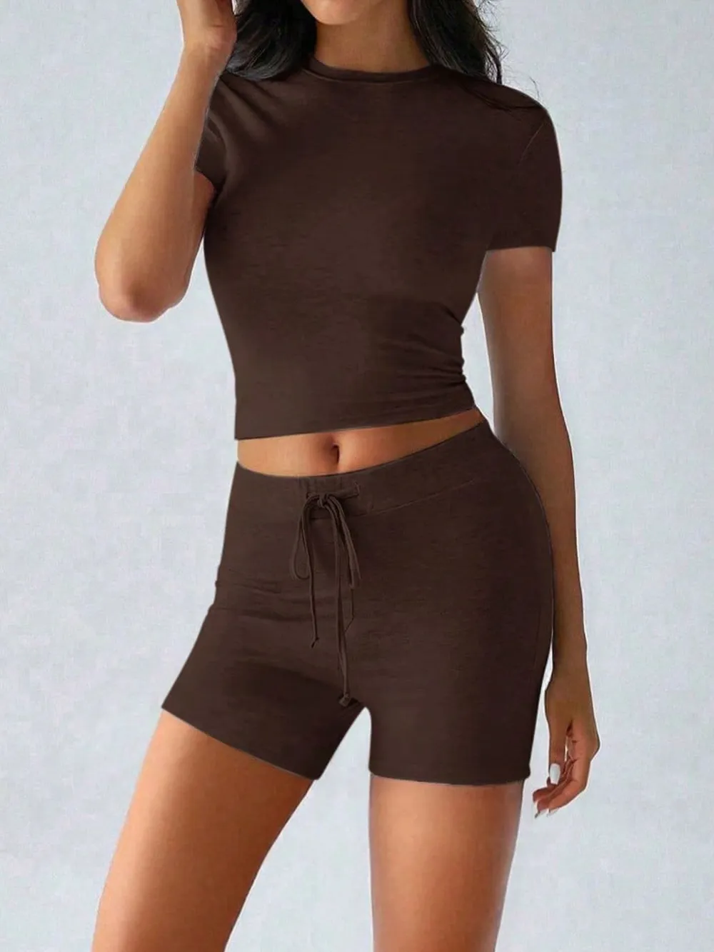 Round Neck Short Sleeve Top and Shorts Set, image 10