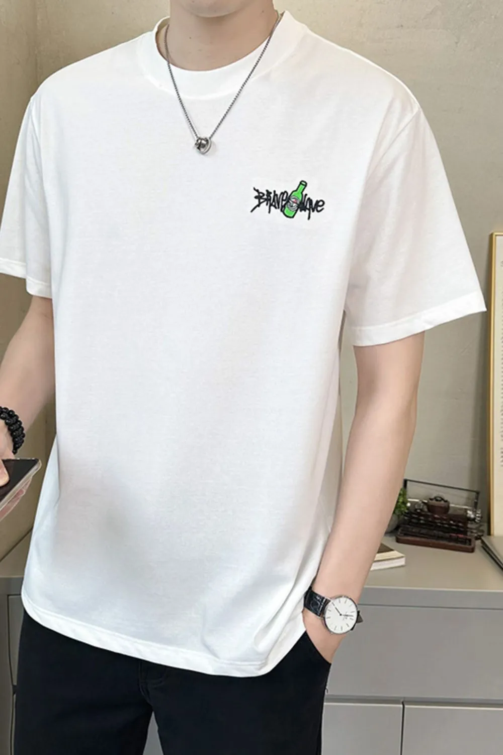 Men's Plus Size Graphic Round Neck Short Sleeve T-Shirt, image 2