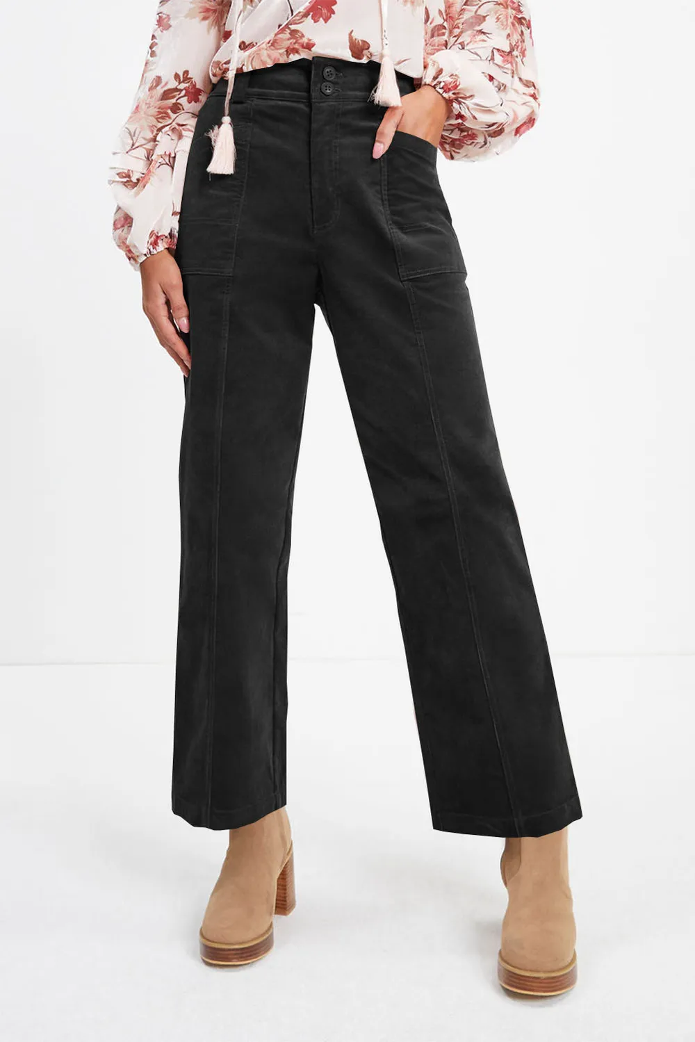 Half Elastic Waist Straight Pants, image 19