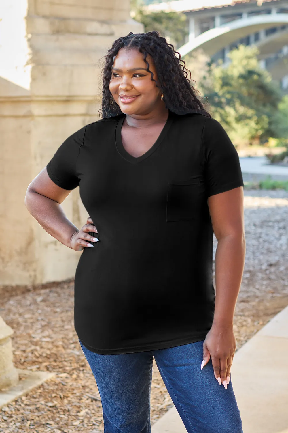 Bamboo Full Size V-Neck Short Sleeve T-Shirt, image 19