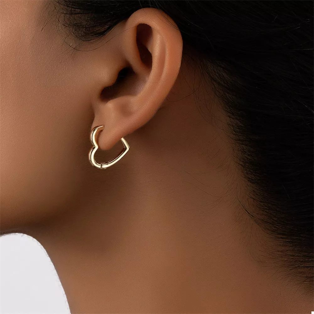 Alloy Heart Shape Hoop Earrings, image 7