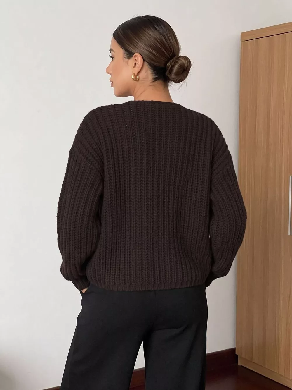 Ribbed Knit Cardigan with Gold-Tone Buttons, image 12