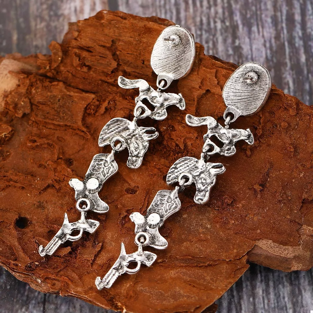 Western Style Turquoise Accent Earrings, image 2