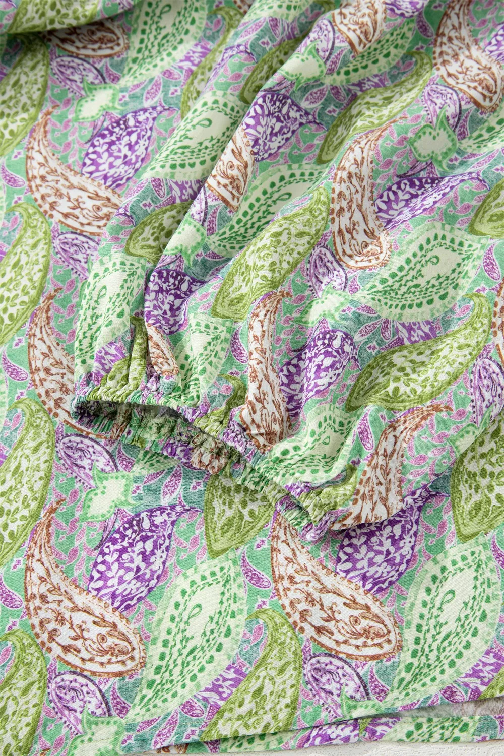 Paisley Print Half Puff Sleeve Blouse, image 4