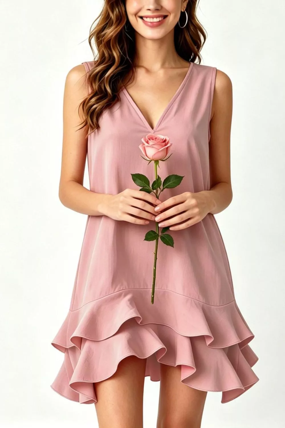 Full Size Sleeveless V-Neck Ruffle Hem Mini Dress Plus Size, image 10