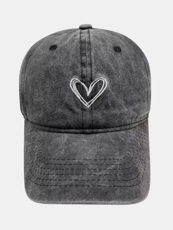 Washed Heart Embroidered Baseball Cap