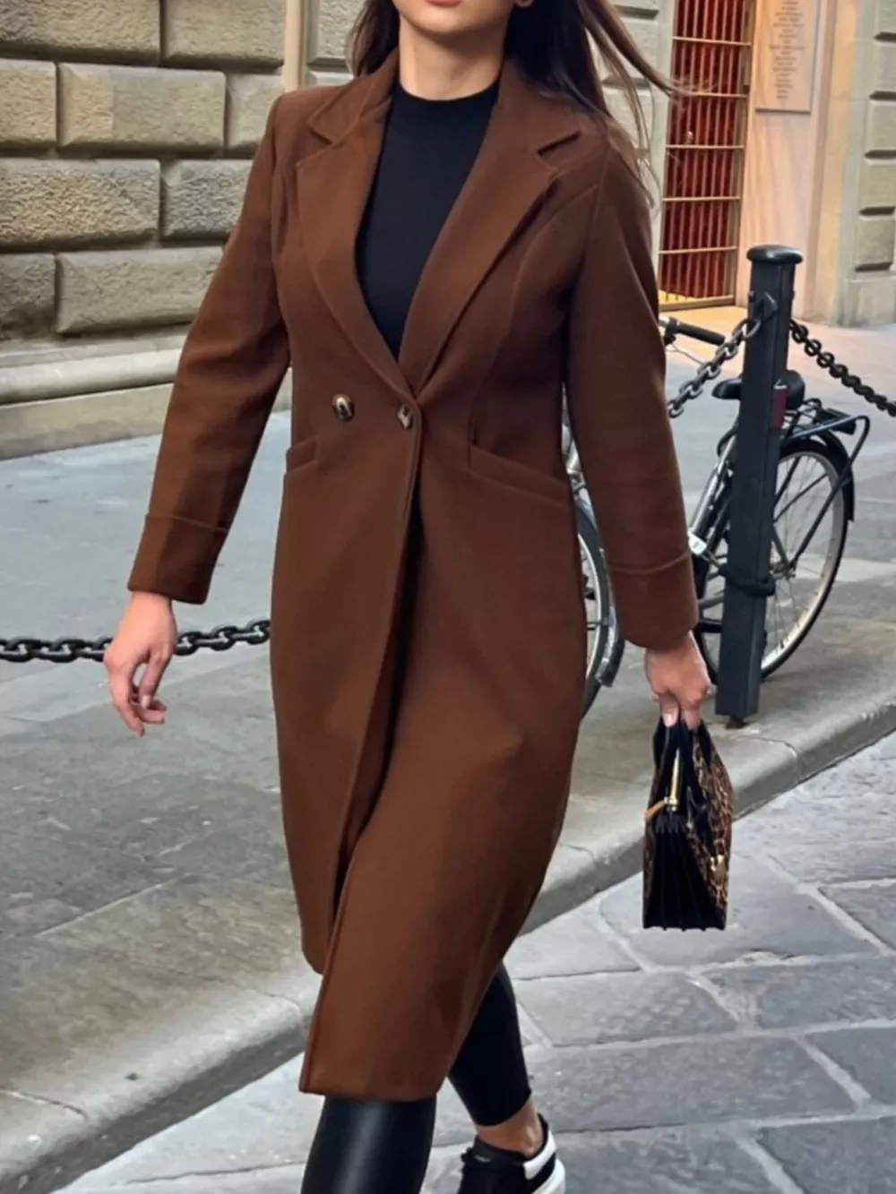 Lapel Collar Wool Blend Overcoat, image 9