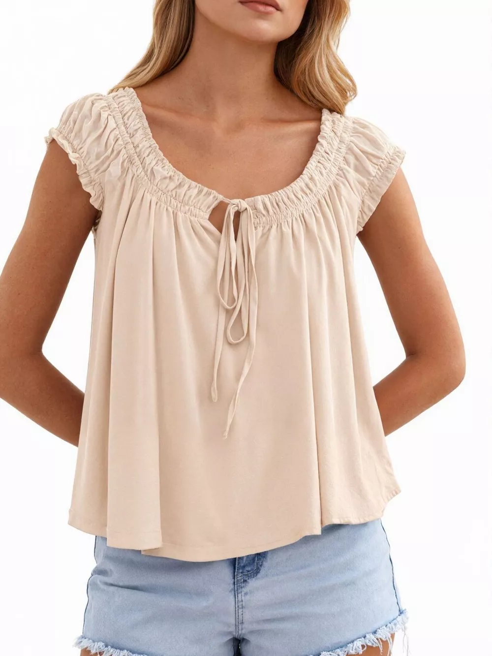 Tie Front Solid Color Blouse, image 9