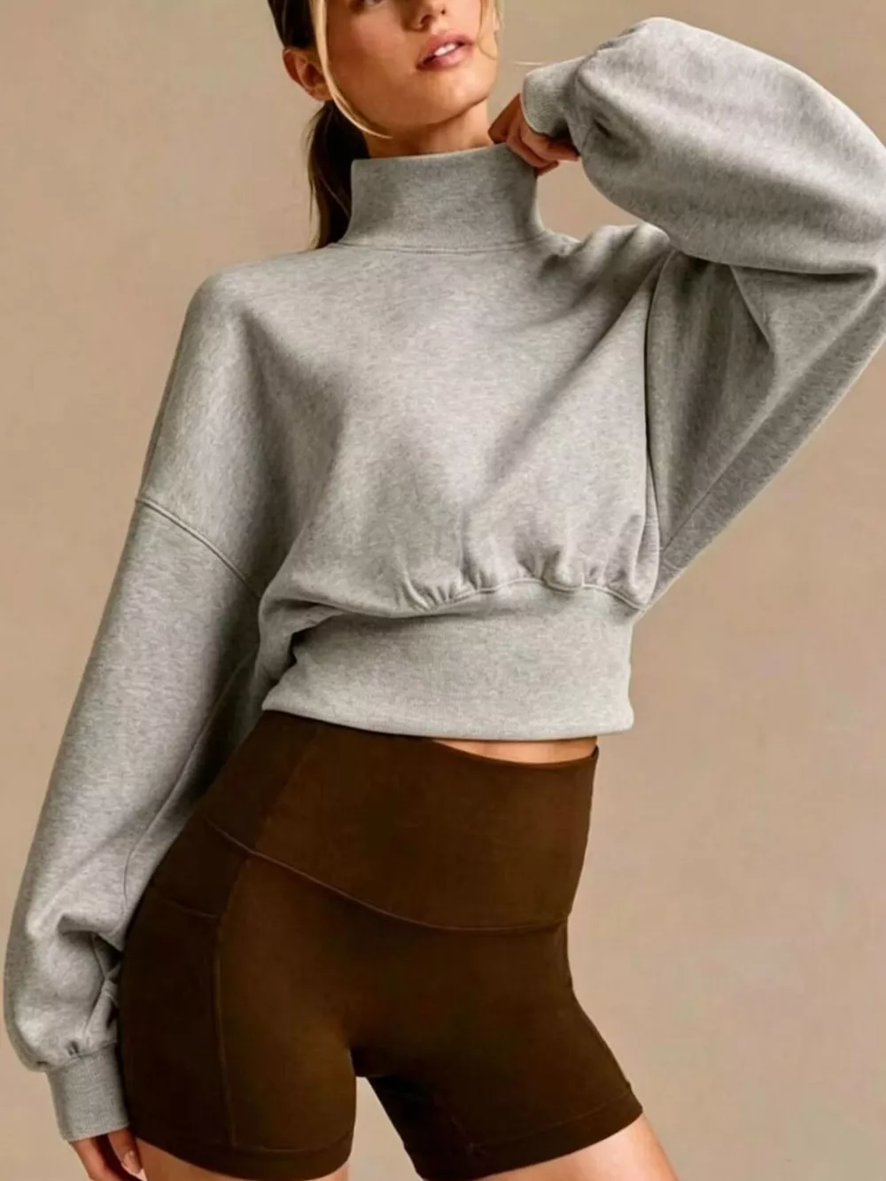 Turtleneck Dropped Shoulder Sweatshirt, image 7